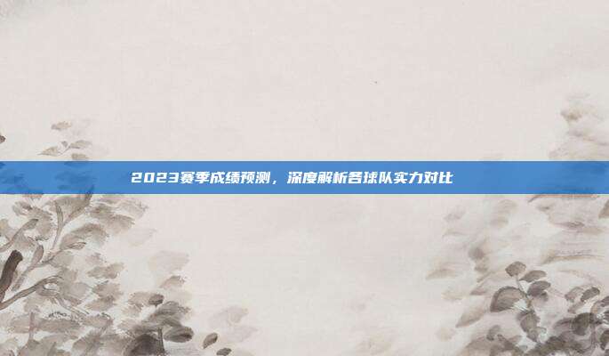 2023赛季成绩预测，深度解析各球队实力对比📊